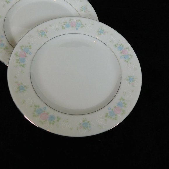 Set of 2 China Garden Prestige Bread Butter Plate 7.125 in Roses Platinum Trim - Picture 2 of 6